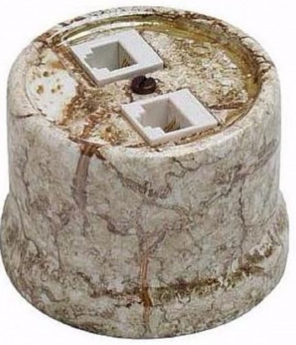 Розетка-ретро компьютерная керамика Bironi Лизетта 2-м. RJ45+RJ45 5е мрамор картинка